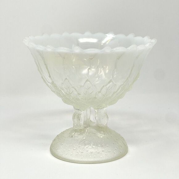 Vintage Antique 1906 EAPG Northwood Hilltop Vines Opalescent Glass Round Compote - Picture 1 of 8